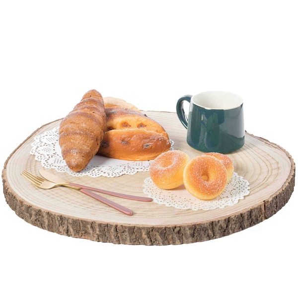 Vintiquewise Barky Natural Wood Slabs Rustic Ornament Slice Tray Table Charger - 18 Inch Dia QI003847-18 - main